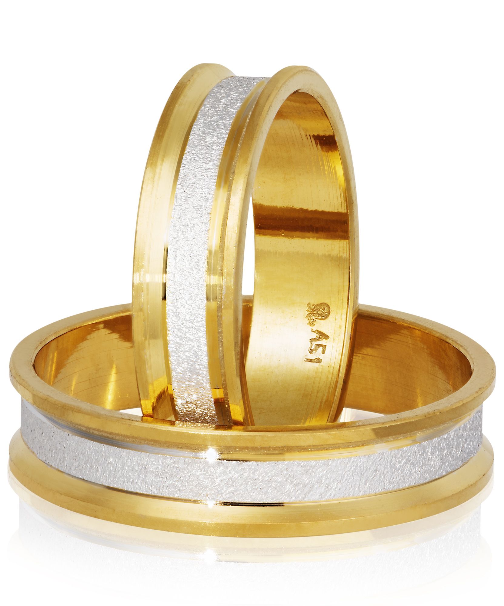 White gold & gold wedding rings 5mm (code S74)